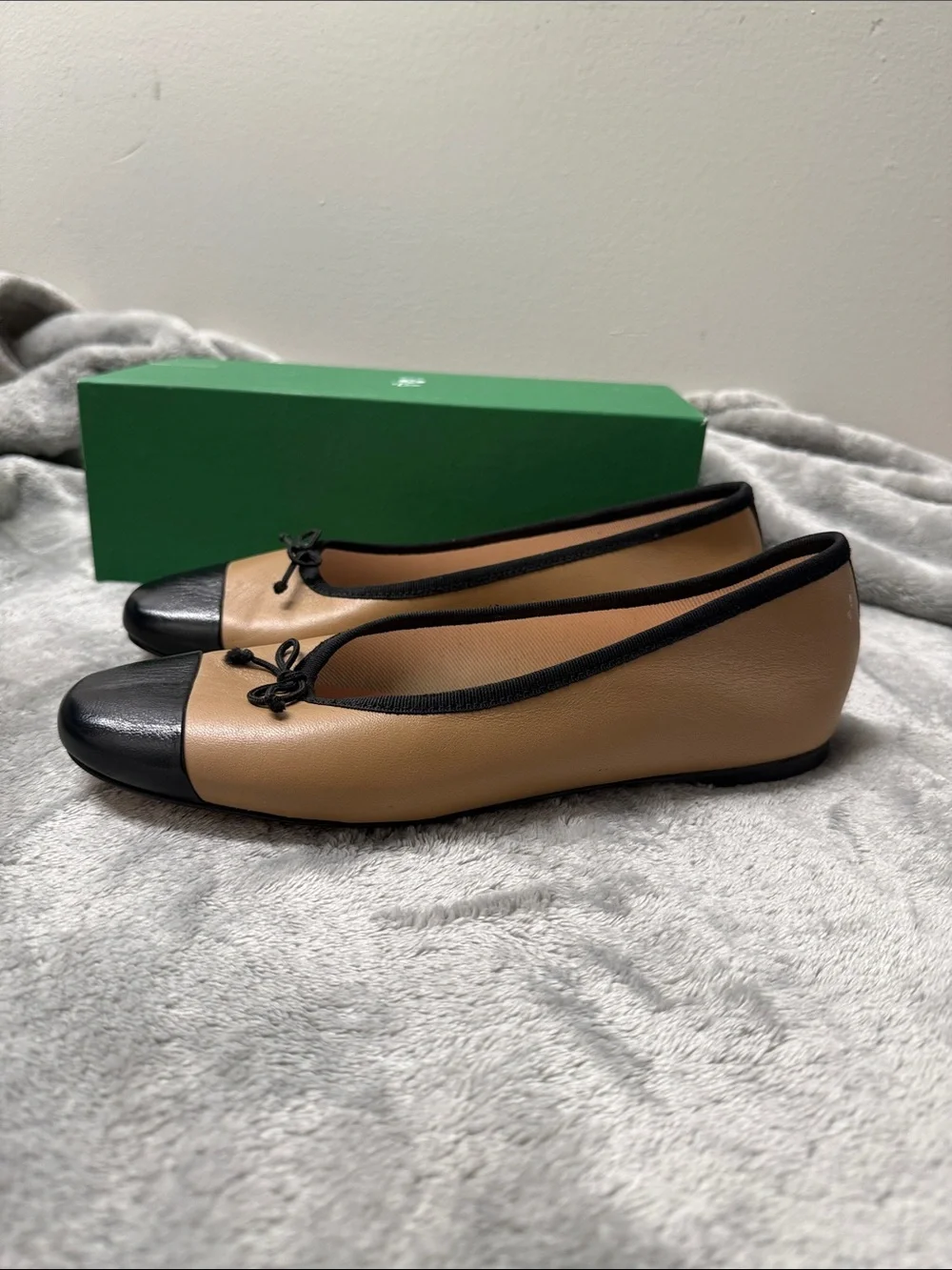 J. Crew Camel Leather Zoe Ballet with Toe Cap 8.5